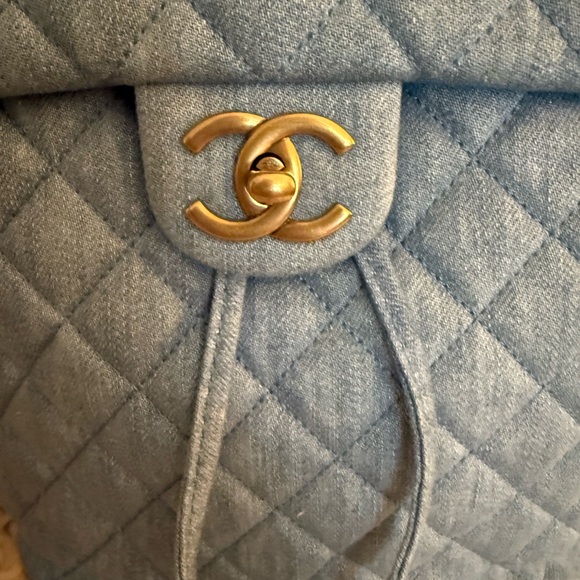 CHANEL Light Blue Quilted Backpack - Picture 3 of 16